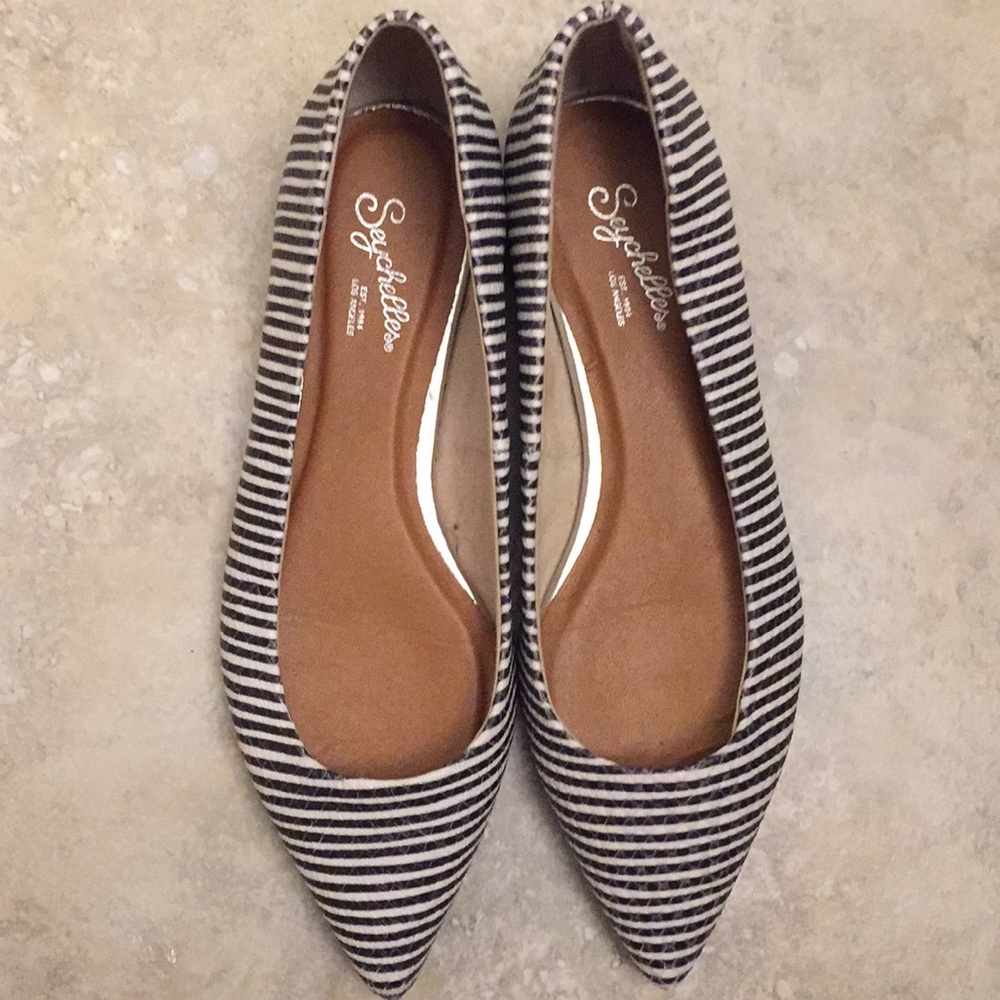 Seychelles black and white flats size 6.5 VGUC